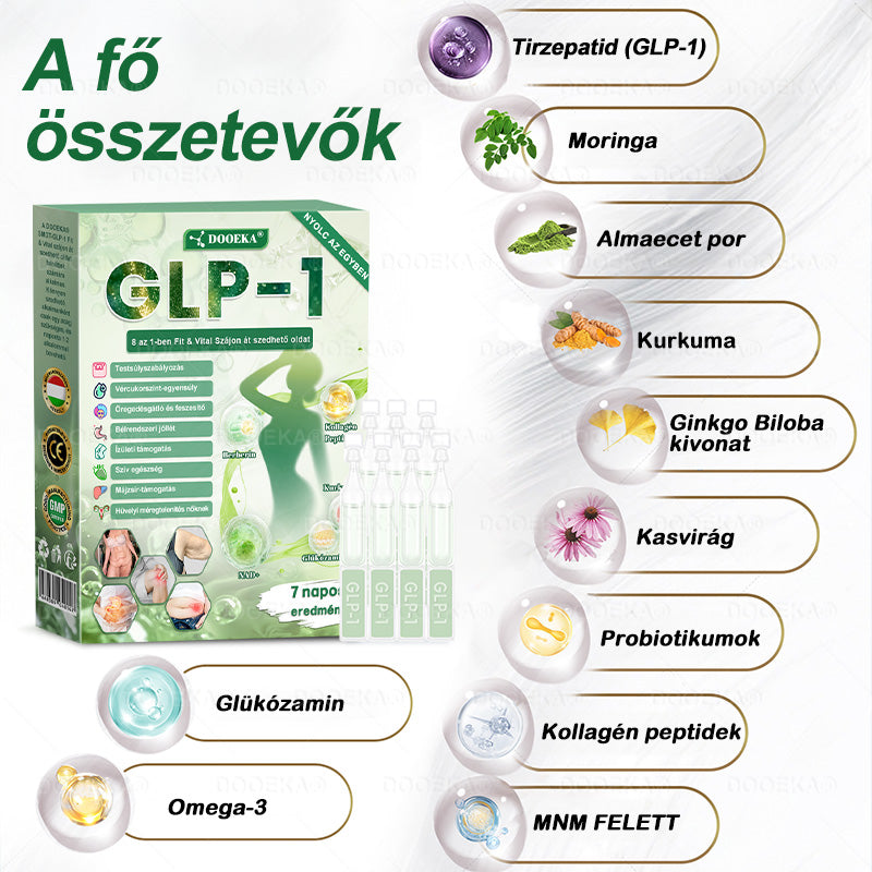 🏆 DOOEKA® GLP-1 8 az 1-ben Fit & Vital Szájon át szedhető oldat – 👨‍⚕️ Napi egyszer, 7 nap alatt látható változás / Elhízás, szív- és érrendszeri egészség, cukorbetegség, alvási apnoe, bélrendszer egészsége, ízületi problémák és még sok más esetén