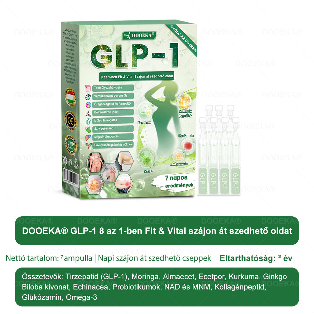 🏆 DOOEKA® GLP-1 8 az 1-ben Fit & Vital Szájon át szedhető oldat – 👨‍⚕️ Napi egyszer, 7 nap alatt látható változás / Elhízás, szív- és érrendszeri egészség, cukorbetegség, alvási apnoe, bélrendszer egészsége, ízületi problémák és még sok más esetén